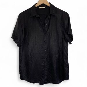 Anine Bing Bruni Women’s S Satin Black Button Down Collared Lightweight Shirt